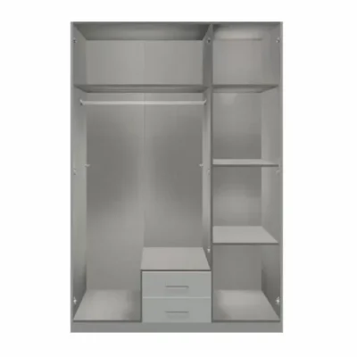 brace white wardrobe with 2 drawers 3 hinged doors mirror 135cm (2)